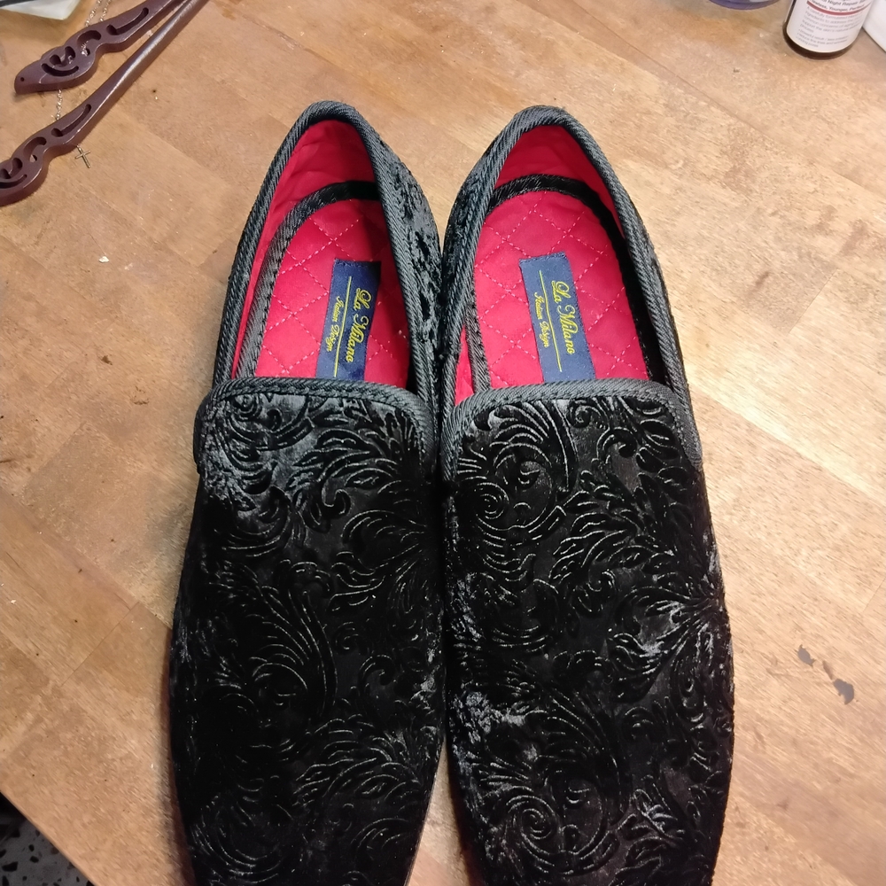Milano Black Loafers Luxurious Velvet Slip-Ons